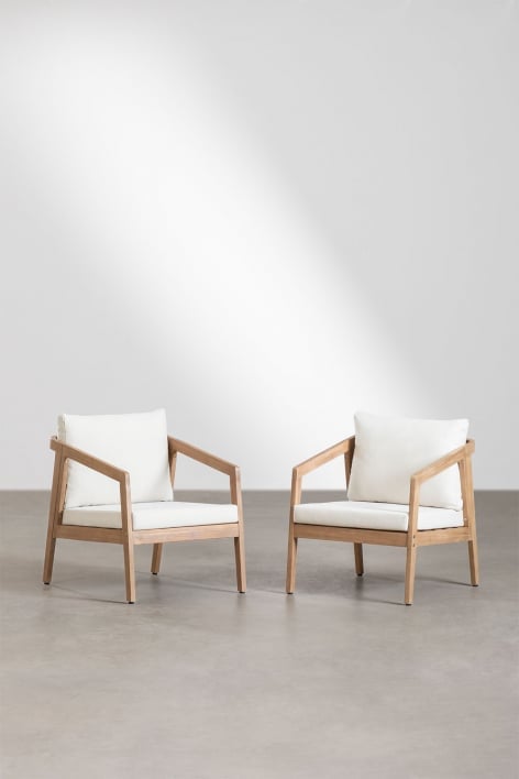 Pack of 2 Kaela Acacia Wood Armchairs