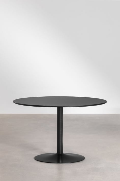 Round Dining Table in MDF and Metal Yvetta - Black