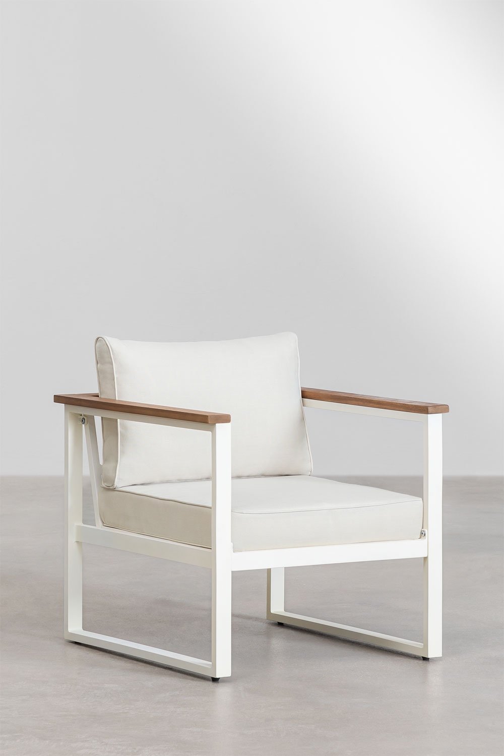 Garden Armchair in Aluminum and Acacia Wood Lipov, gallery image 2