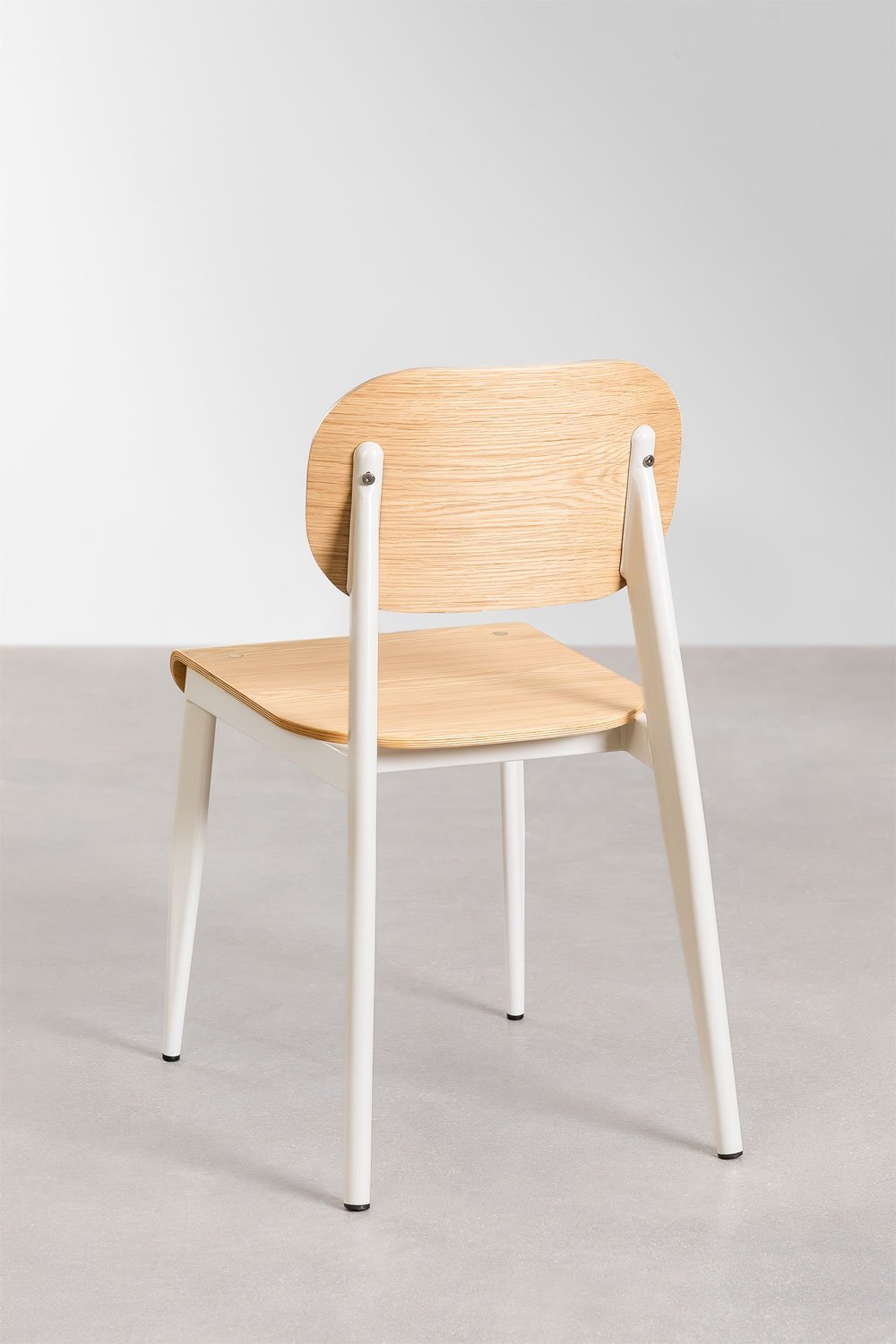 And oak veneer and iron dining chair, gallery image 5