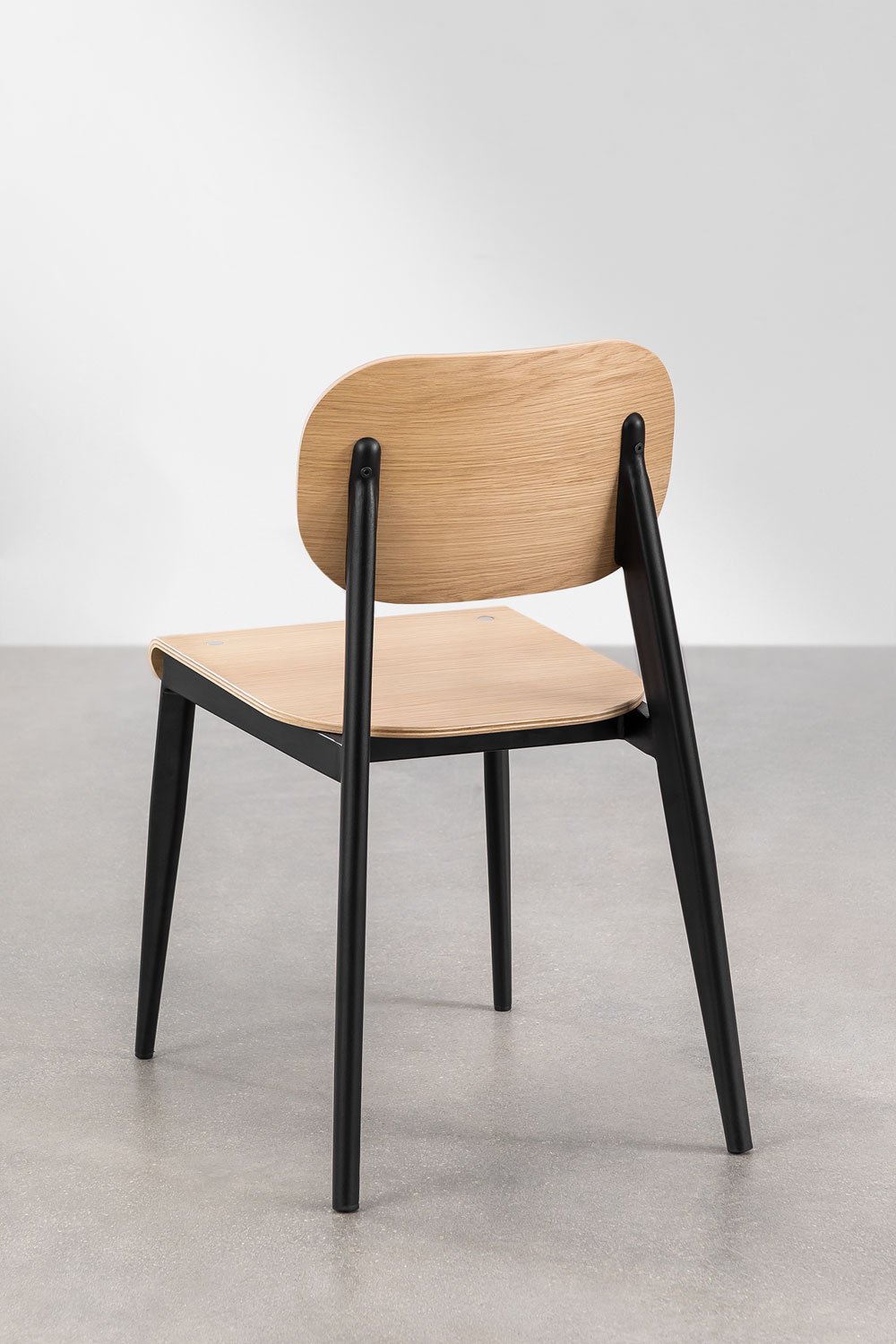 Set of 2 Dining Chairs in Oak Veneer and Iron And, gallery image 6