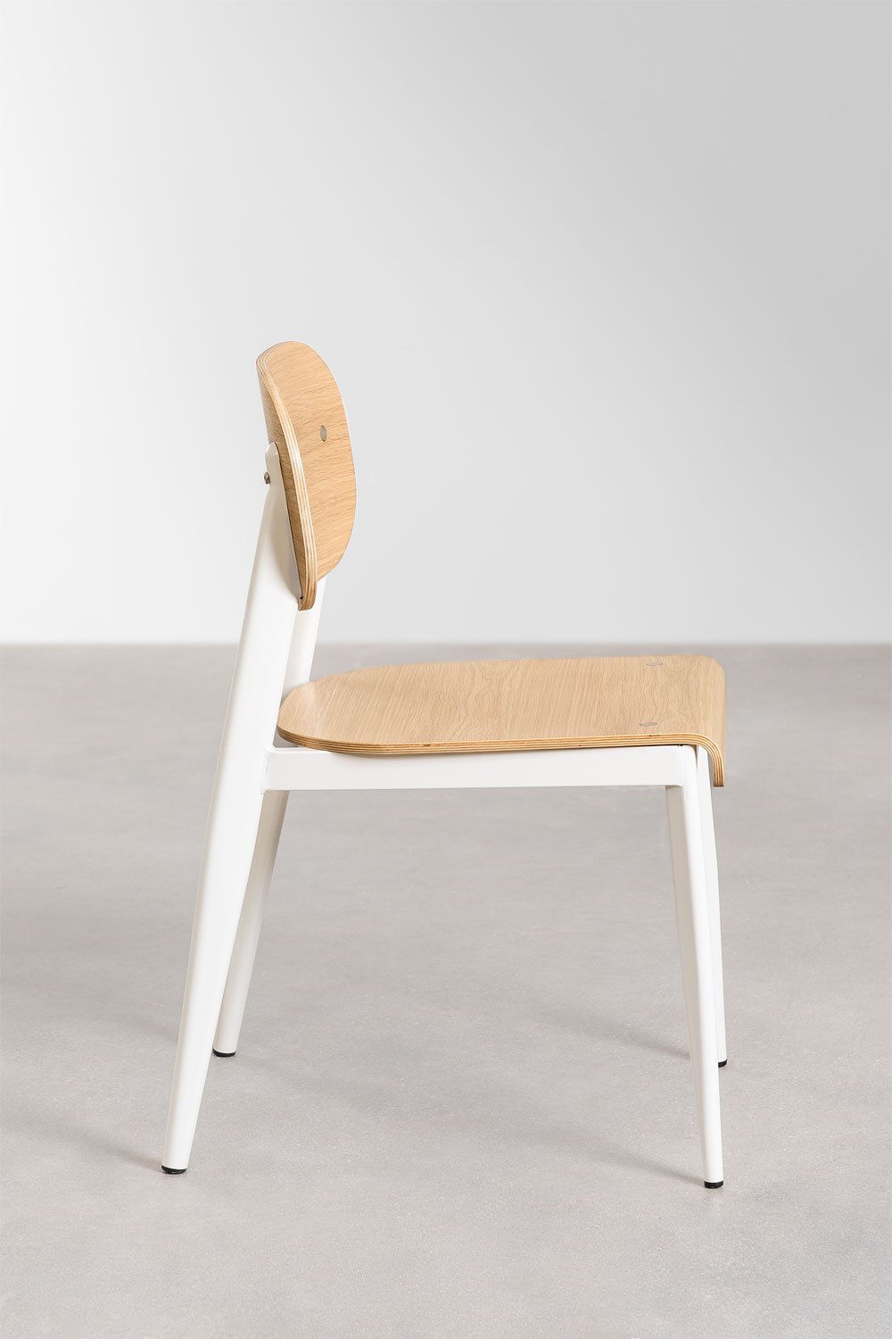 Pack of 4 Dining Chairs in Oak Veneer and Iron And, gallery image 4