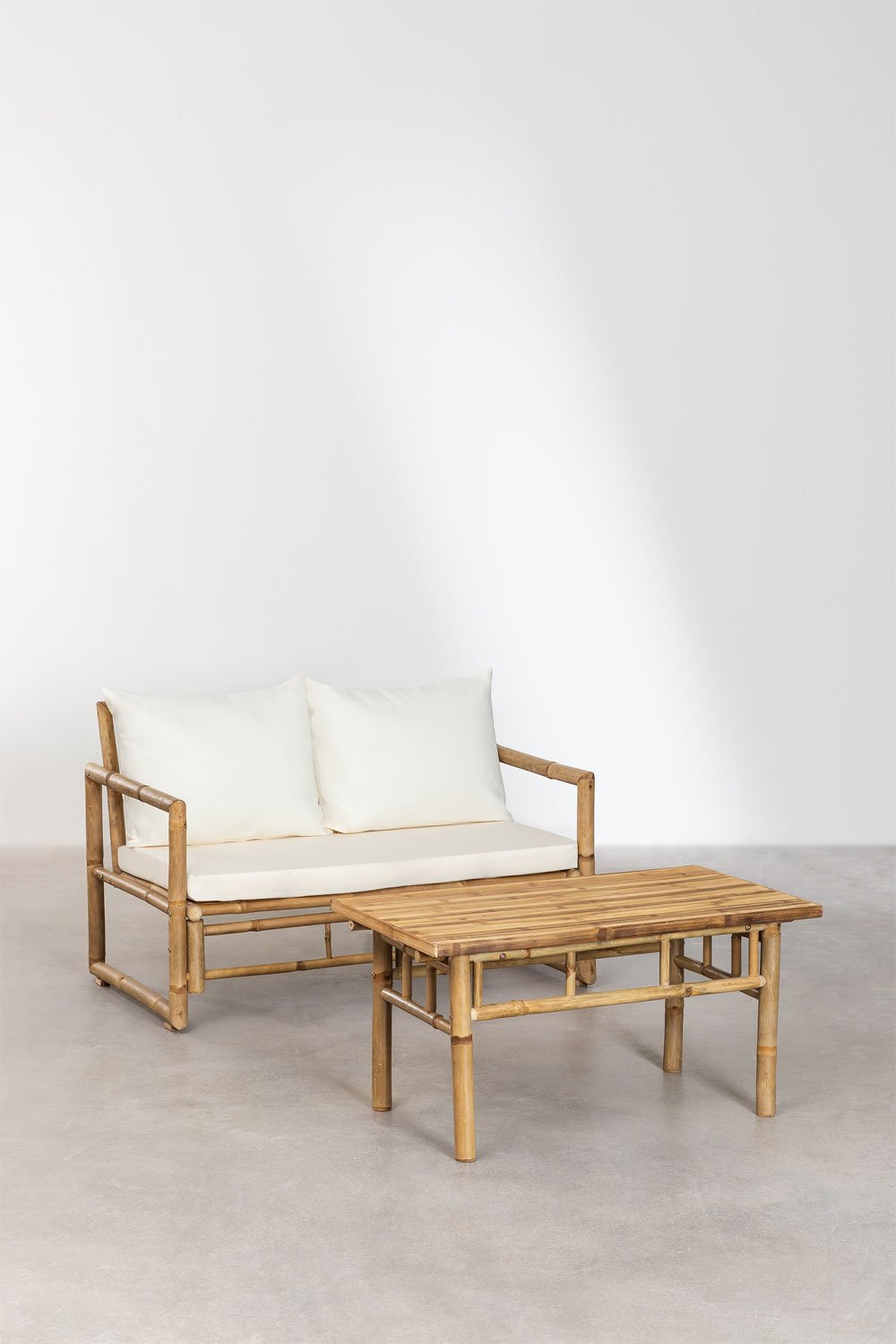 2-Seater Sofa and Coffee Table Garden Set (90x50 cm) in Livayna Bamboo, gallery image 2