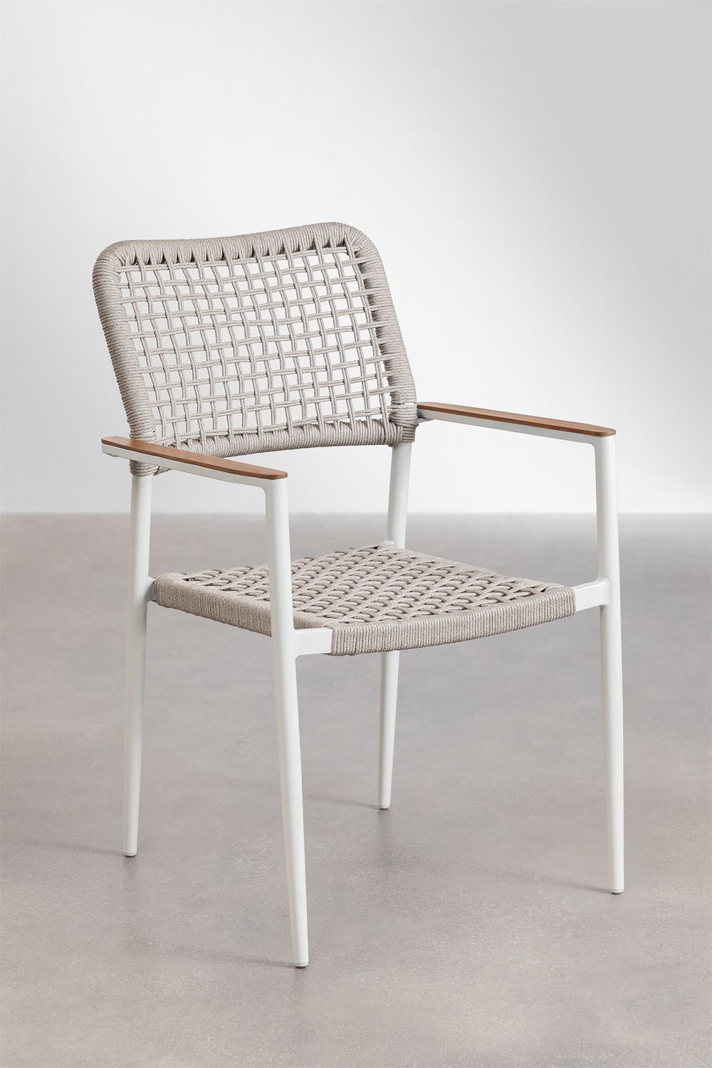 Stackable Garden Chair with Armrests in Aluminum and Braided Rope Nediam, gallery image 2