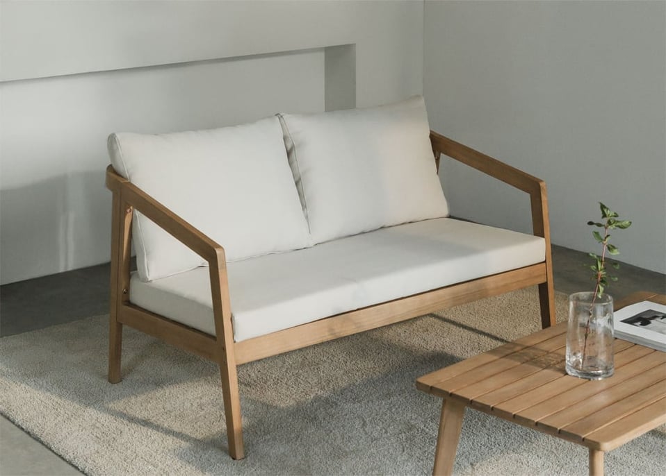 2 Seater Acacia Wood Sofa Kaela