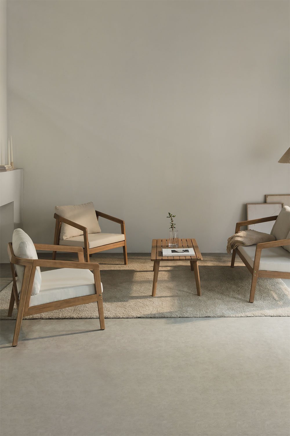 Kaela Acacia Wood Living Room Set, gallery image 1