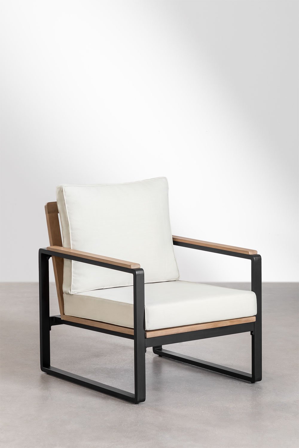 Giselle Aluminum and Acacia Wood Armchair, gallery image 1