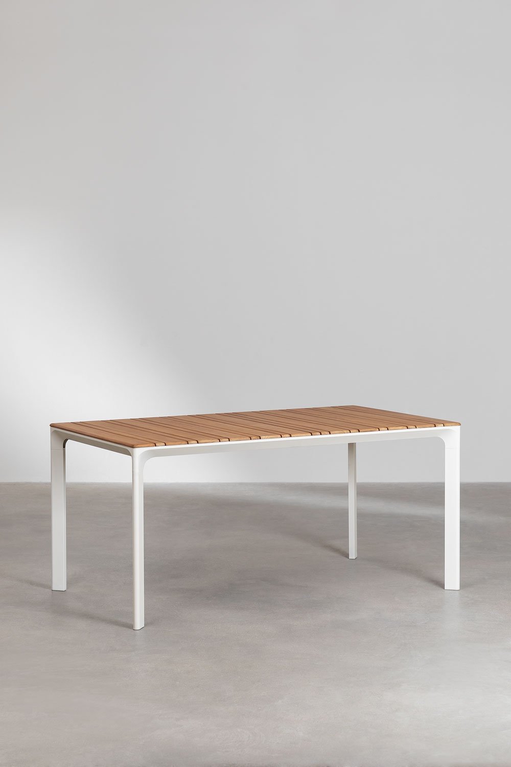 Rectangular garden table 160x90 cm in aluminum and teak wood Katiana, gallery image 2
