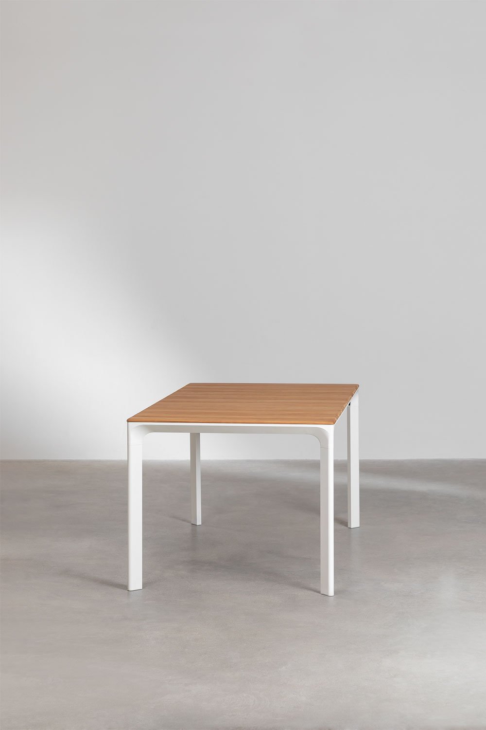 Rectangular garden table 160x90 cm in aluminum and teak wood Katiana, gallery image 3