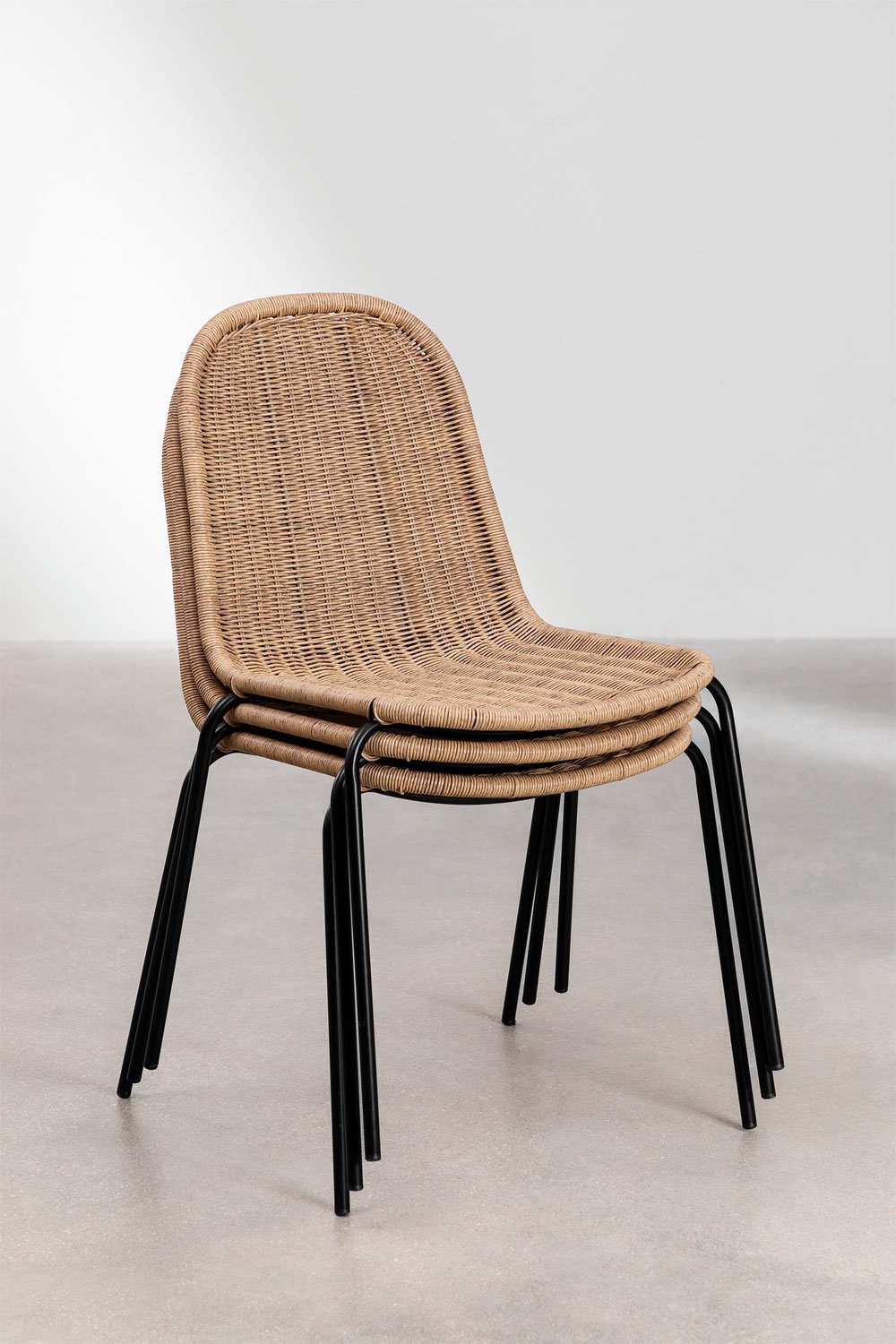 Stackable wicker store dining chairs