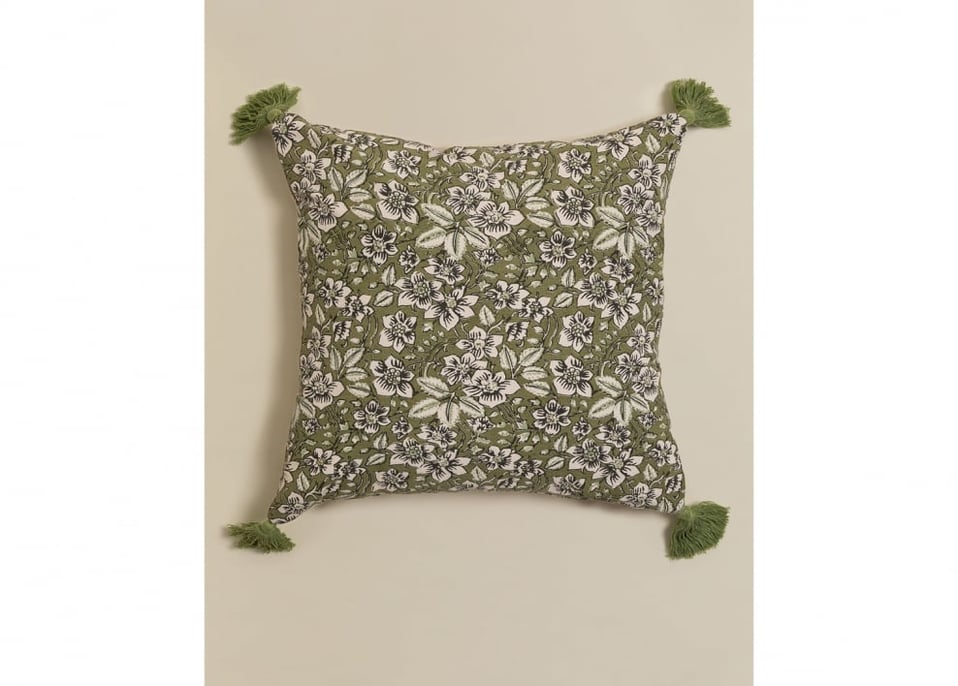 Square Cotton Cushion (45x45 cm) Odilon - Green Kale
