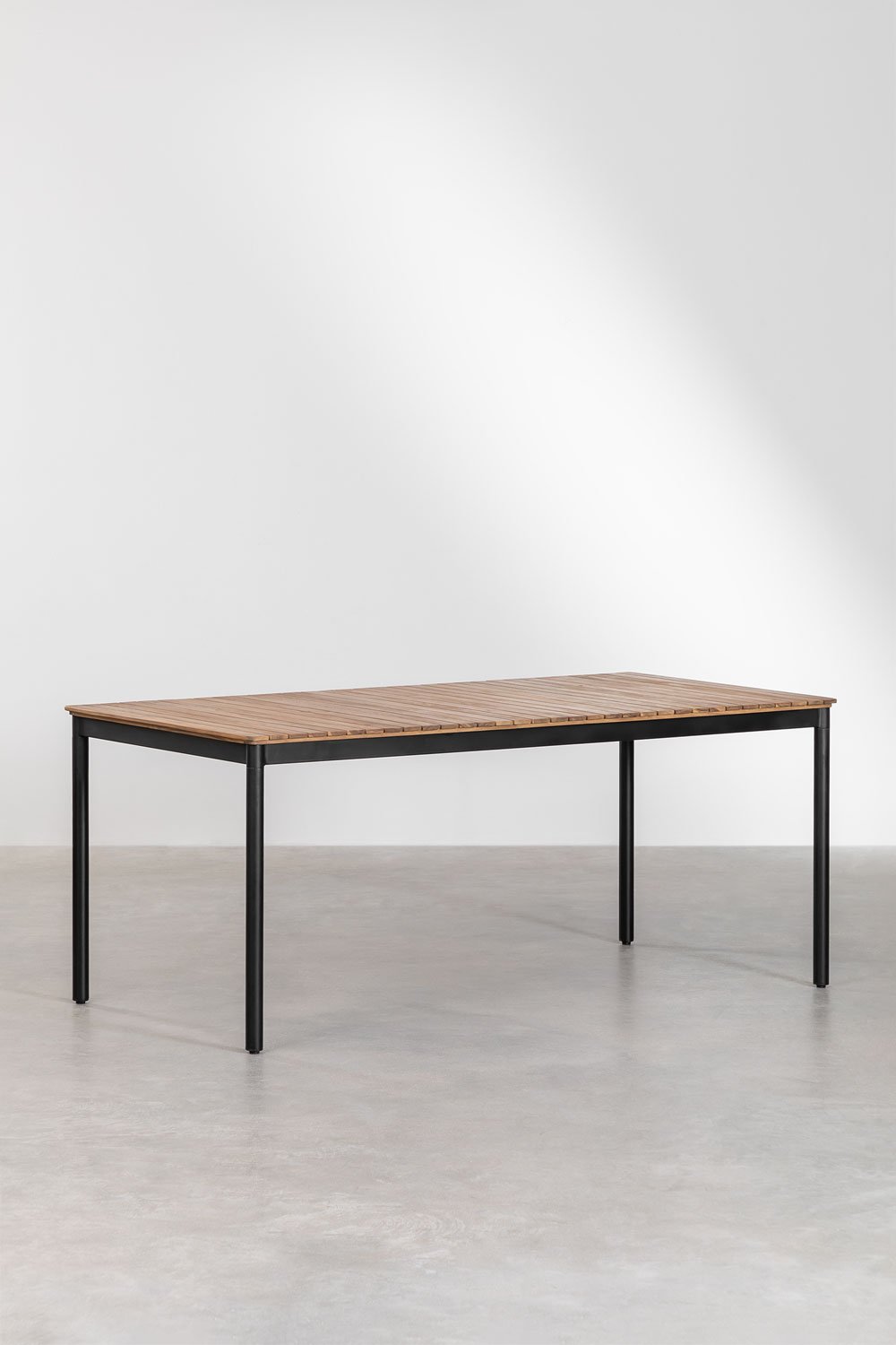 Rectangular dining table in steel and acacia wood (160x90 cm) Artus, gallery image 2