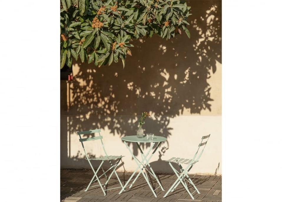 Garden Table Set (Ø59.5 cm) and 2 Folding Chairs Sergey