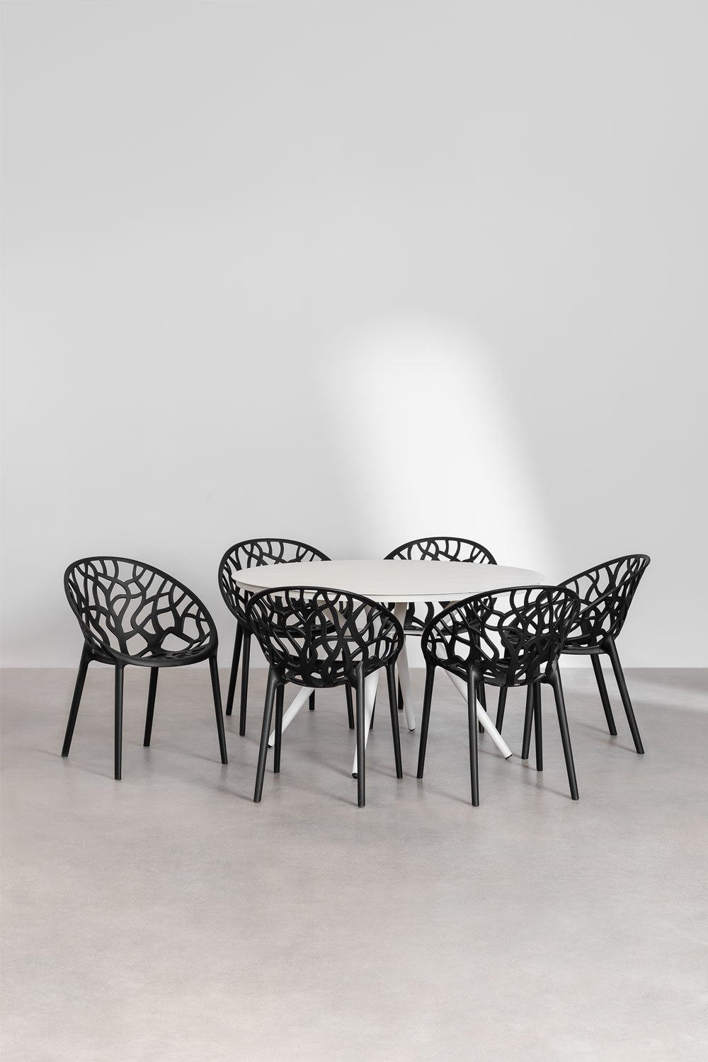Valerie Ø125 cm round aluminum table set and 6 Ores garden chairs, gallery image 1