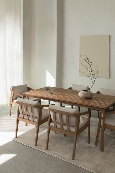 Kaela Rectangular Table Set (180x90 cm) and 6 Acacia Wood Dining Chairs