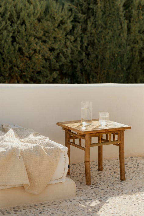 Square Garden Side Table 45x45 cm in Bamboo Jamaik