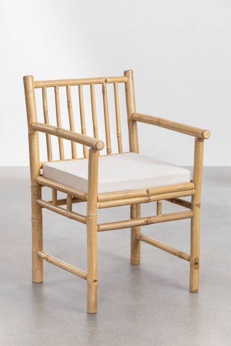 Pack of 4 Senia bamboo garden chairs with armrests