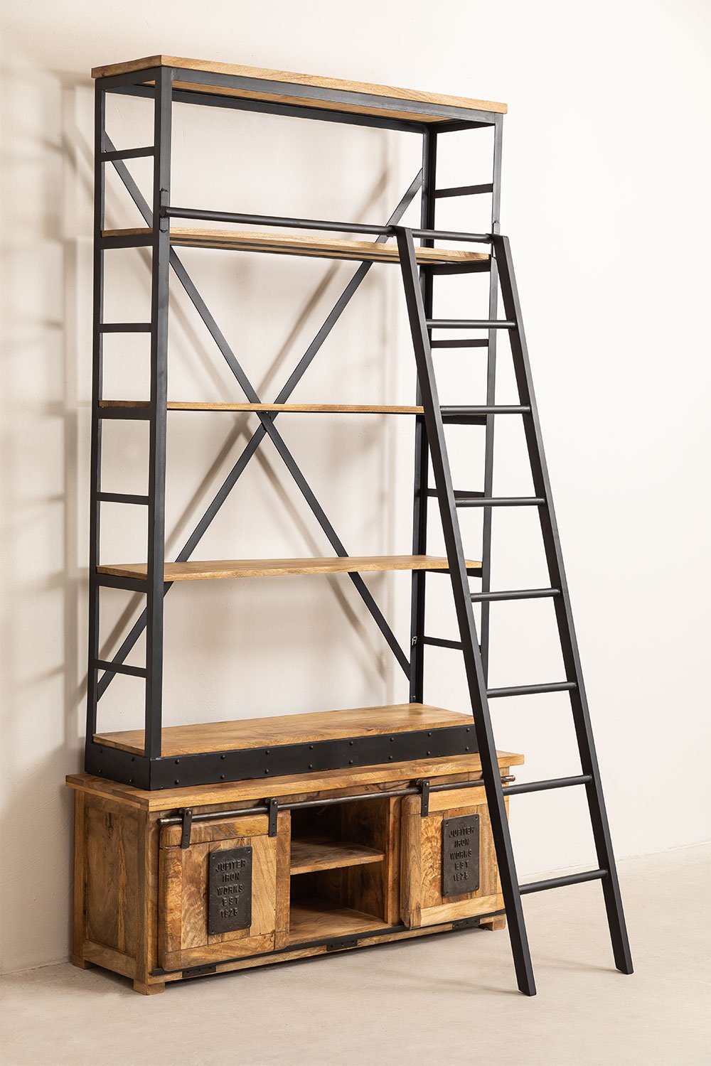 Bookcase with Staircase in Mango Wood Uain, gallery image 2