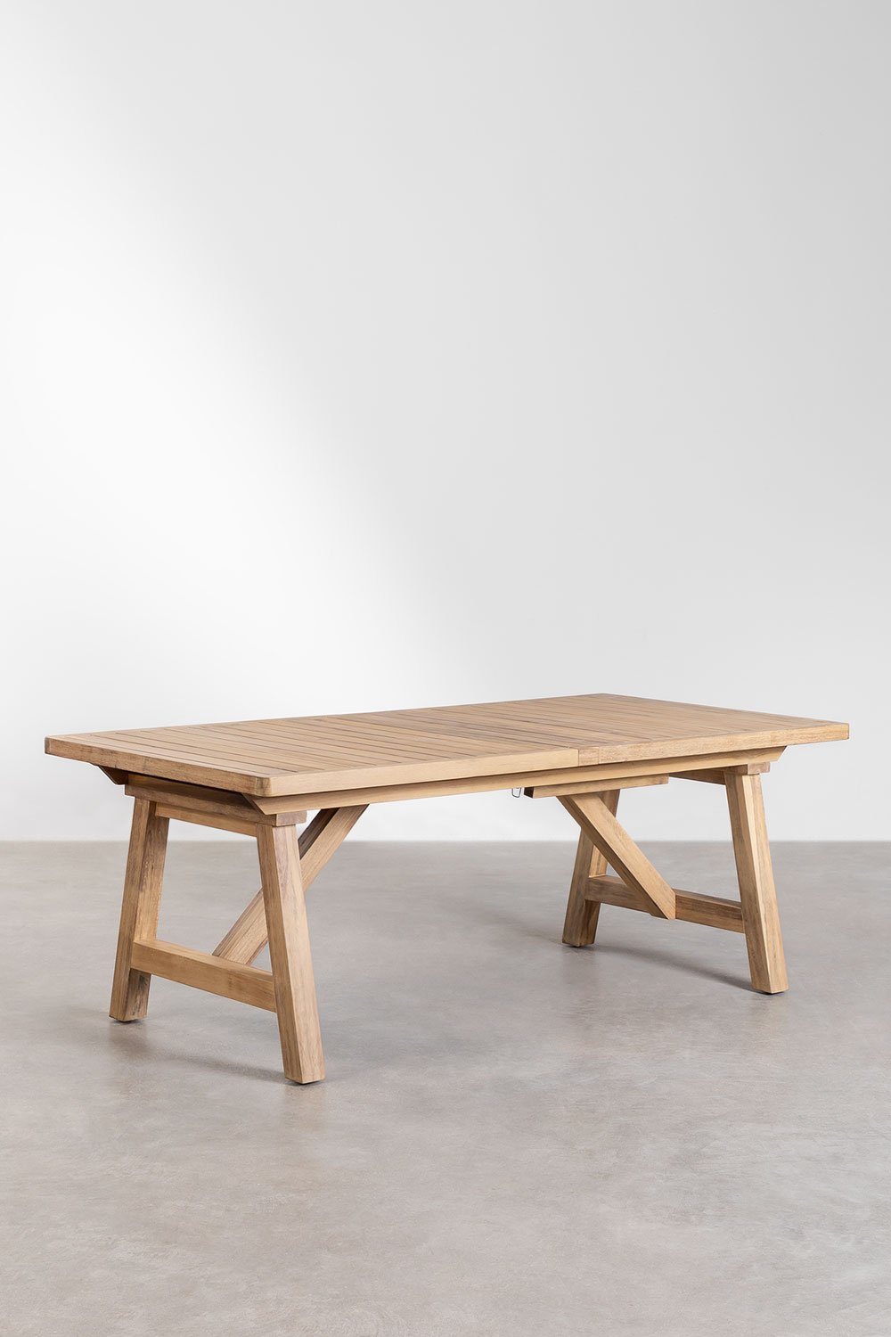 Rectangular garden table 200-250-300x100 cm extendable in acacia wood Dubai, gallery image 2