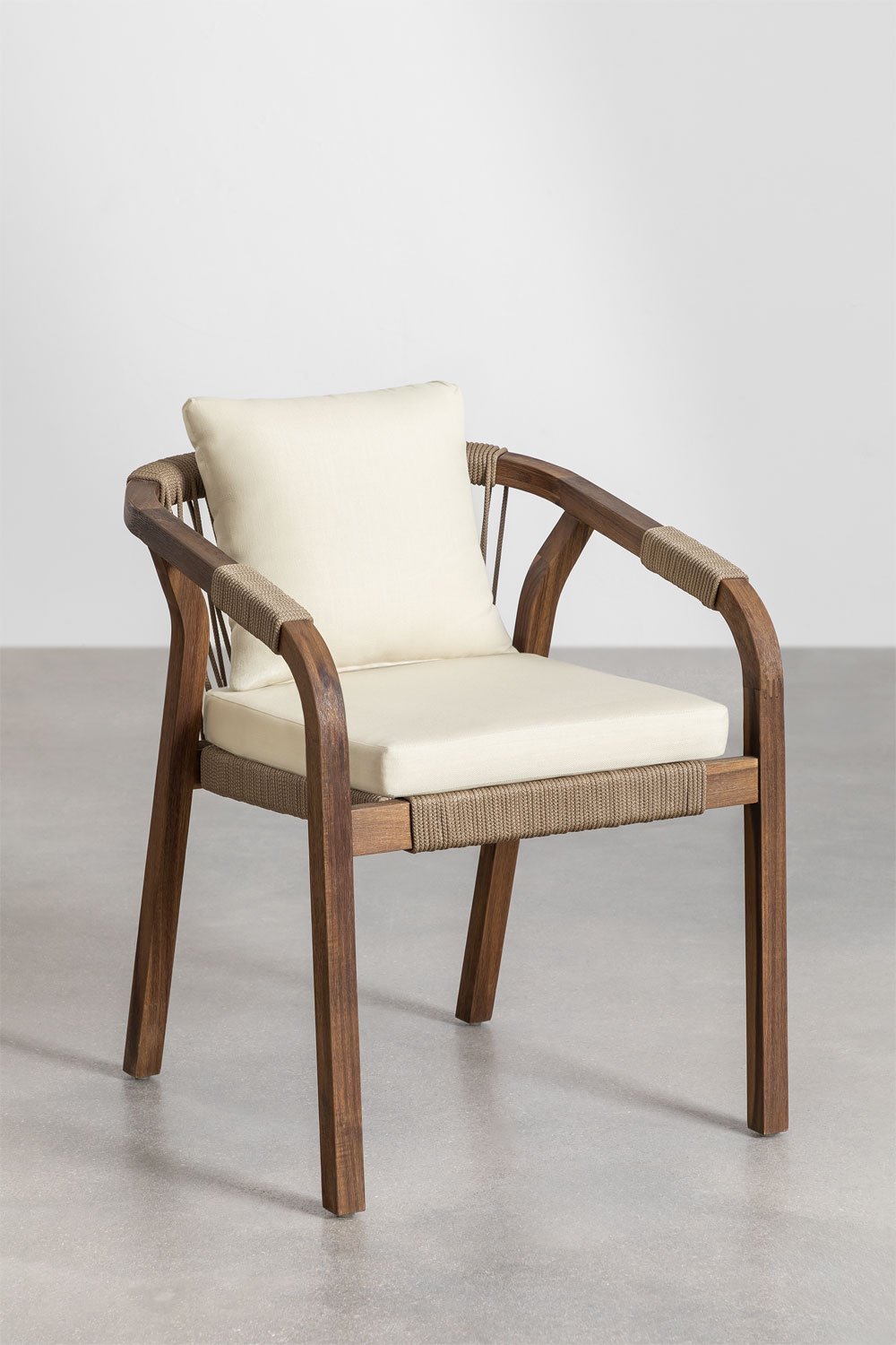 Acacia wood dining chair with armrests Dubai, gallery image 2