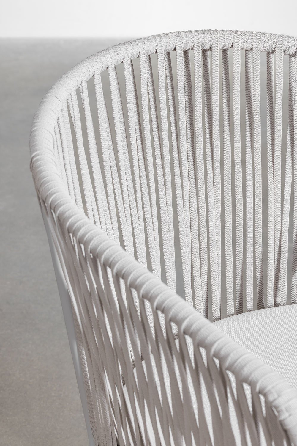 Jocelyn dining chair with iron armrests and braided rope, gallery image 5