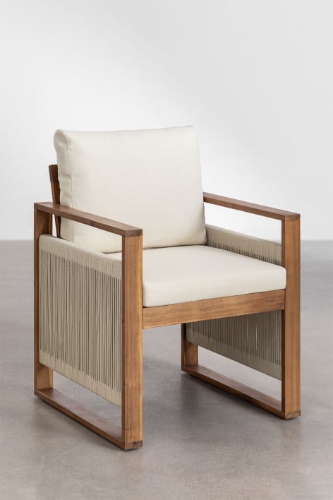 Pack of 2 Garden Chairs with Armrests in Acacia Wood Nayely