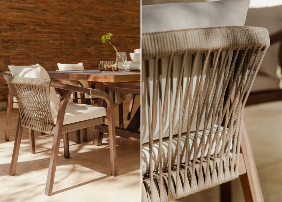 Acacia Wood Garden Chair with Armrests Dubai