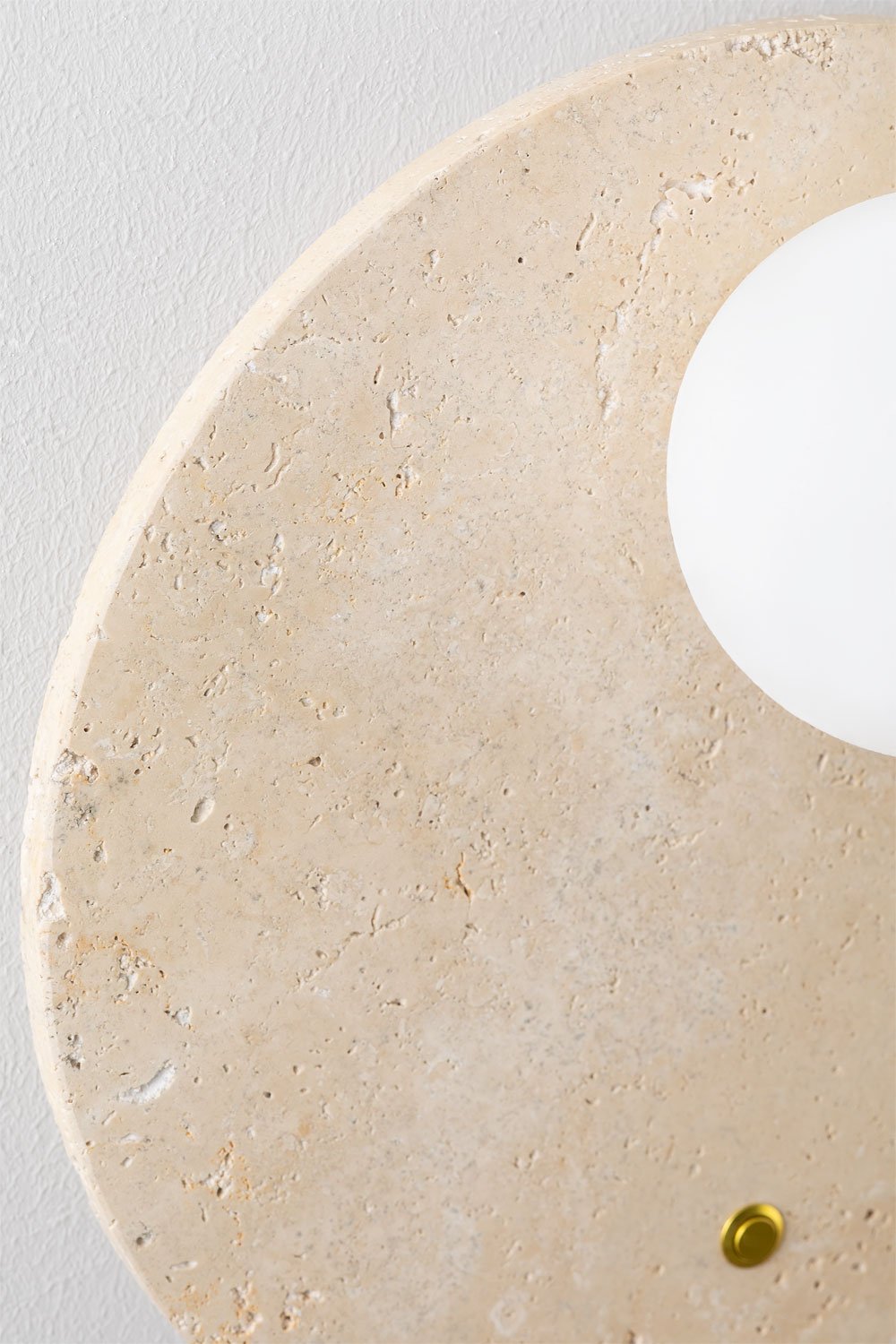 Davise Ø30 cm wall light in travertine with glass globe, gallery image 4