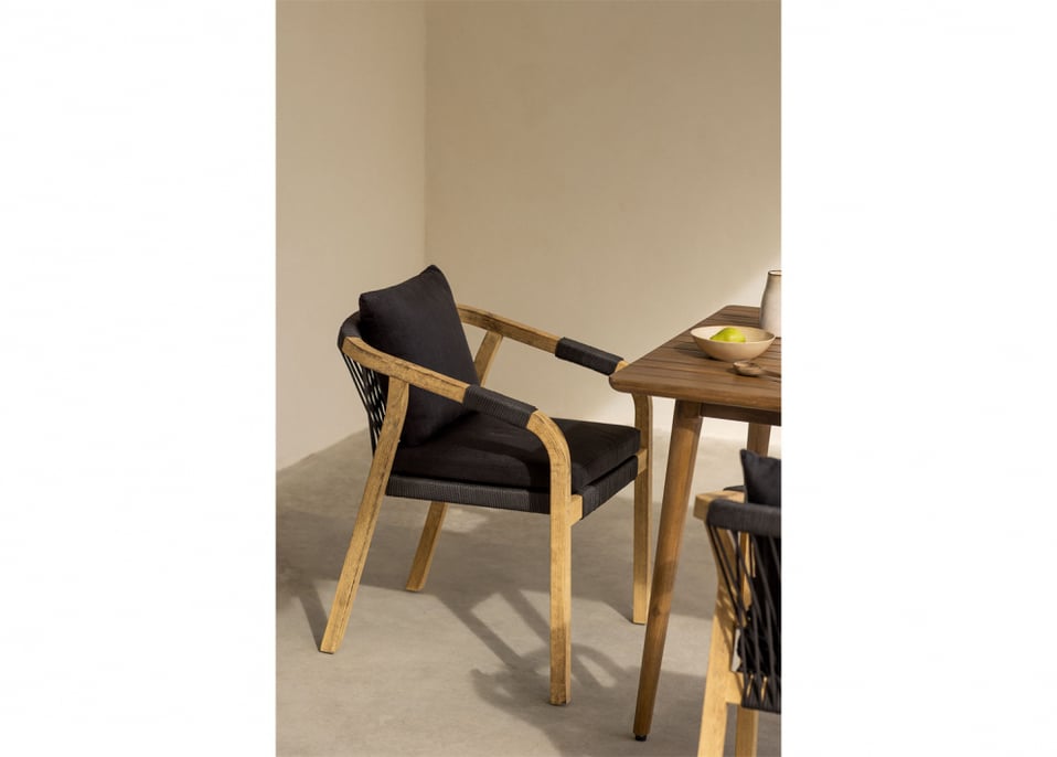 Acacia Wood Garden Chair with Armrests Dubai