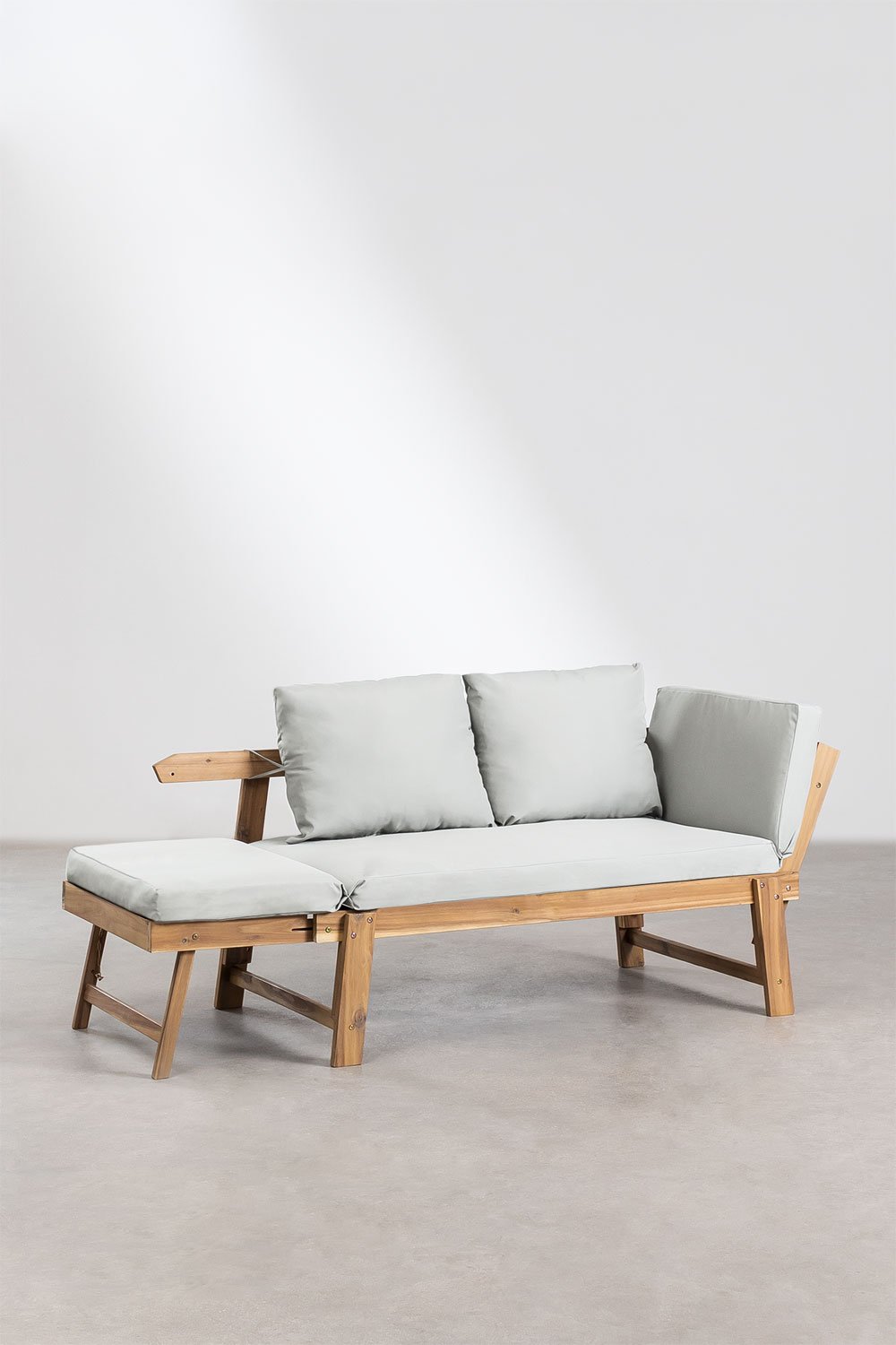 Adjustable 3-seater garden sofa in acacia wood Guille, gallery image 3