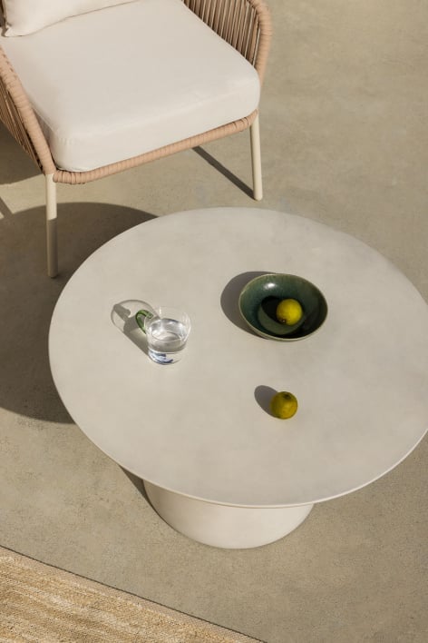 Round Coffee Table for Garden in Cemento (Ø75 cm) Layana