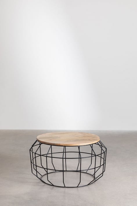 Round coffee table in mango wood (Ø72 cm) Koti - Black
