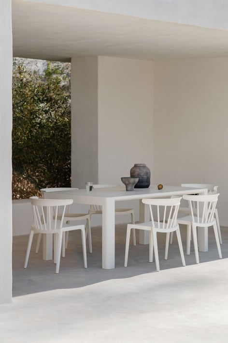 Arnadine Rectangular Table Set (180x100 cm) and 6 Aldora Stackable Garden Chairs
