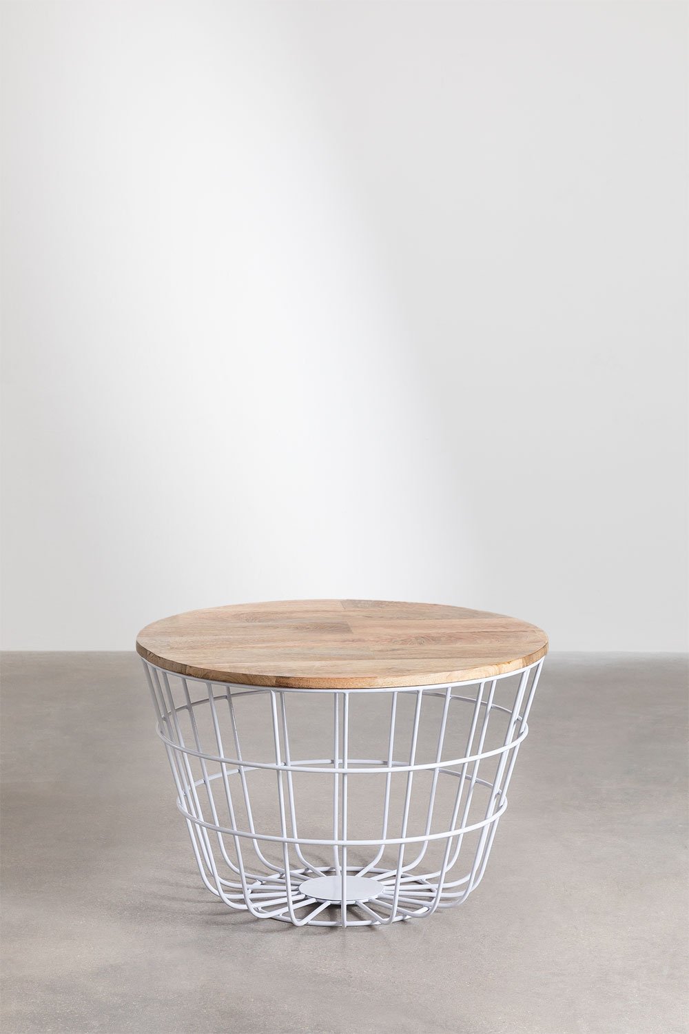 Round Coffee Table in Mango Wood and Steel (Ø62 cm) Ket, gallery image 1