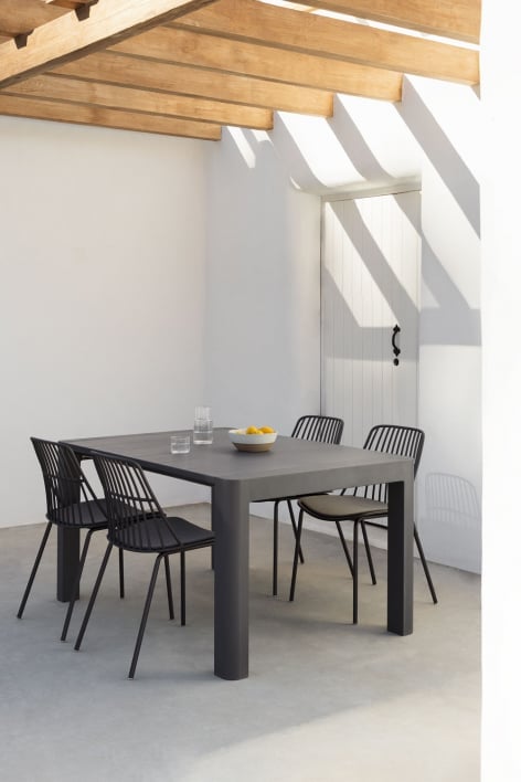 Arnadine Rectangular Table Set (140x100 cm) and 4 Maeba Garden Chairs