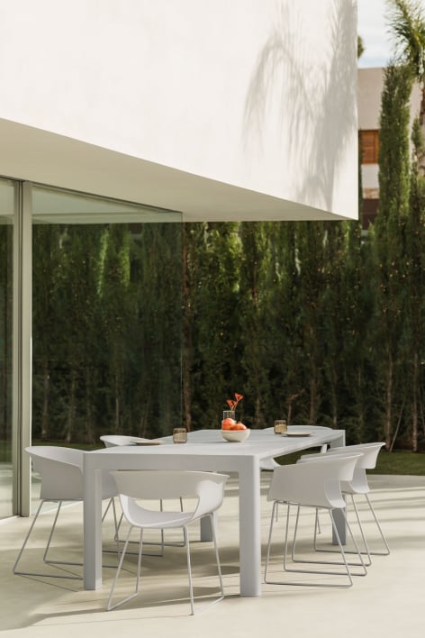 Arnadine Rectangular Table Set (180x100 cm) and 6 Alanys Garden Chairs