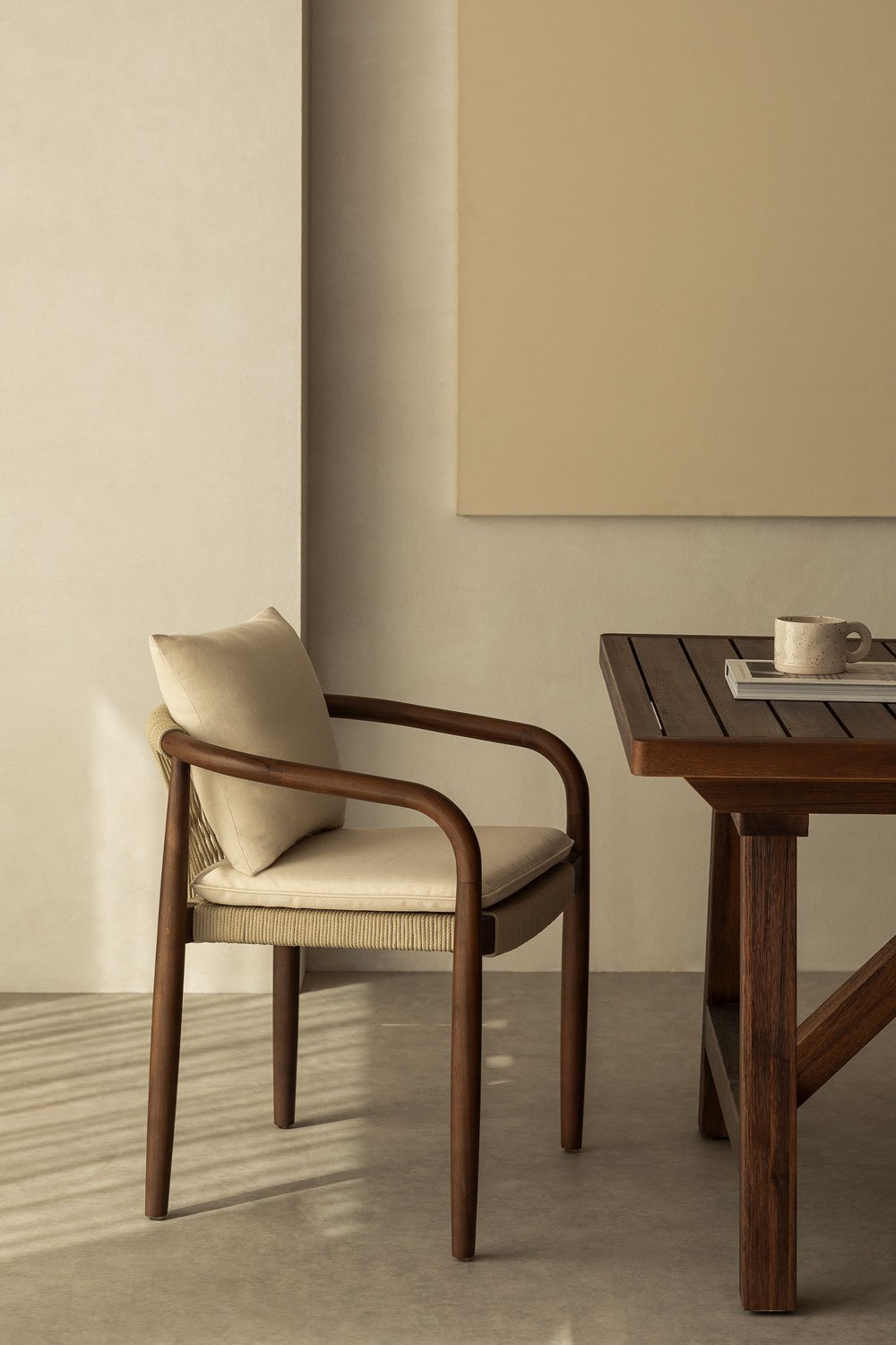 Dining Chair with Armrests in Acacia Wood Giulia, gallery image 1