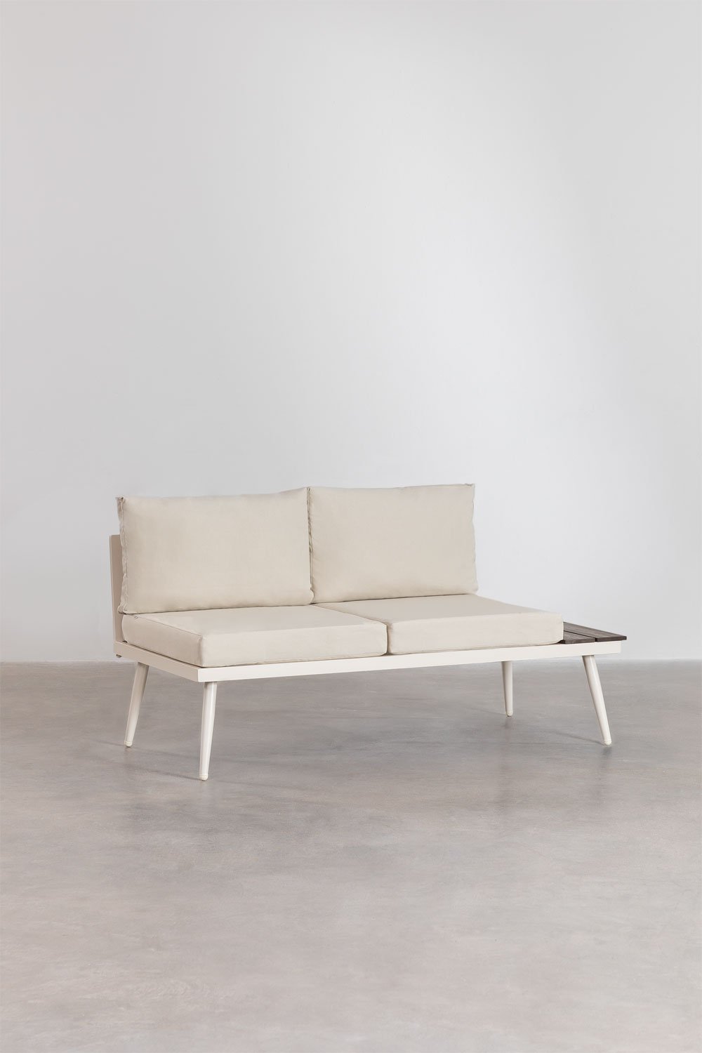 Garden set with 4-seater corner sofa and coffee table in aluminium and wood Nadi, gallery image 3