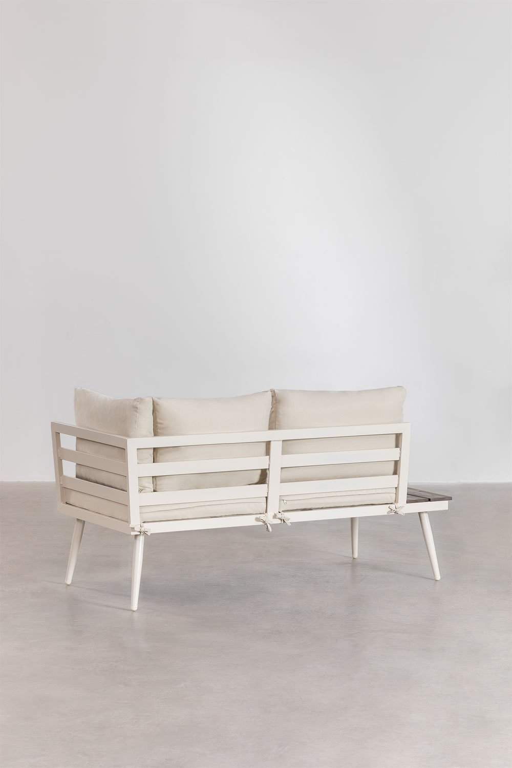 Garden set with 4-seater corner sofa and coffee table in aluminium and wood Nadi, gallery image 7