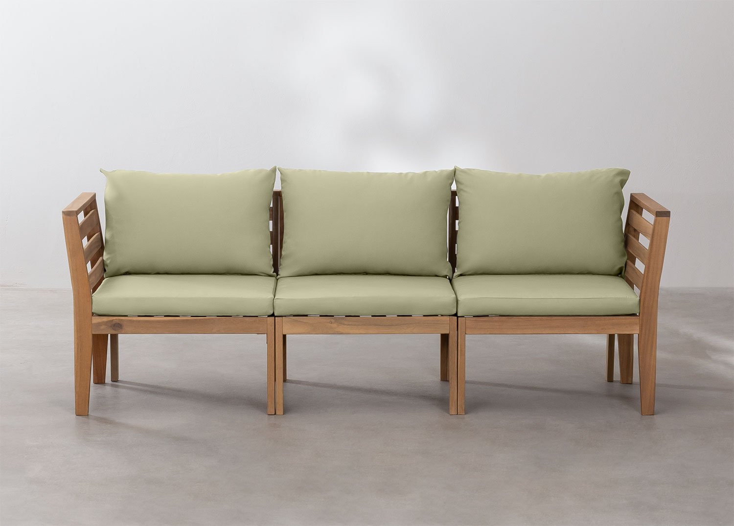 Filips 3-piece modular garden sofa with armrests in acacia wood, gallery image 2