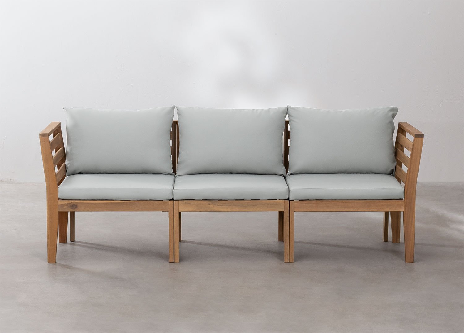 Filips 3-piece modular garden sofa with armrests in acacia wood, gallery image 3