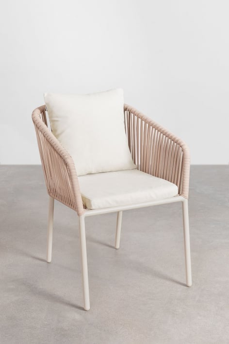 Pack of 4 Arhiza Classic garden chairs with aluminum armrests and braided rope