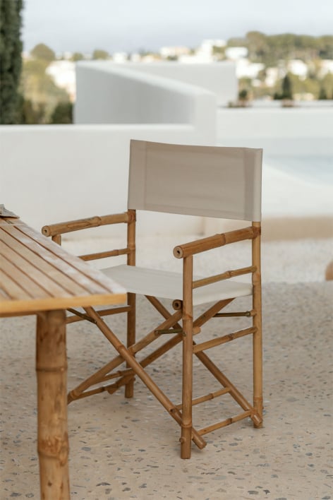 Folding Director's Chair in Bamboo for Garden Woody
