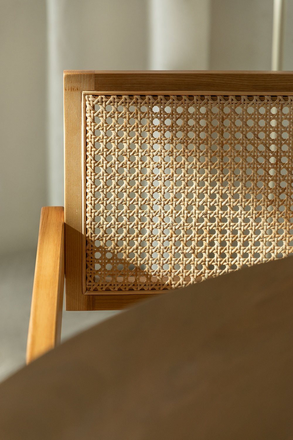 Dining Chair with Armrests in Ash Wood and Rattan Lali, gallery image 2