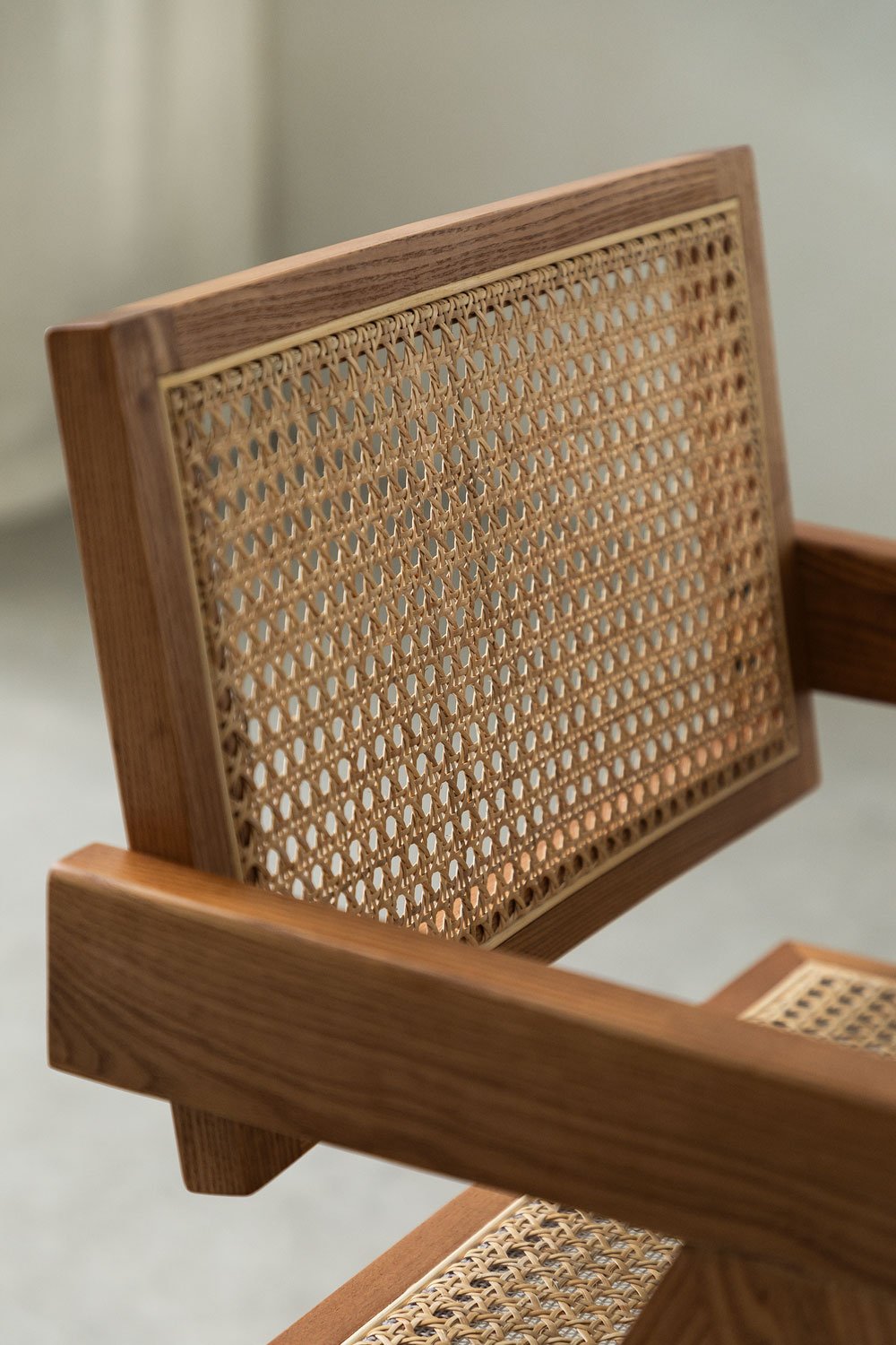 Lali ash wood and rattan dining chair with armrests, gallery image 2