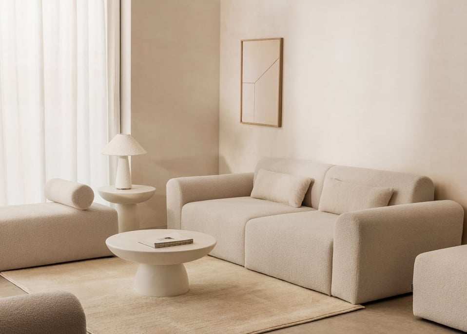 2-piece modular sofa in Borjan sheepskin