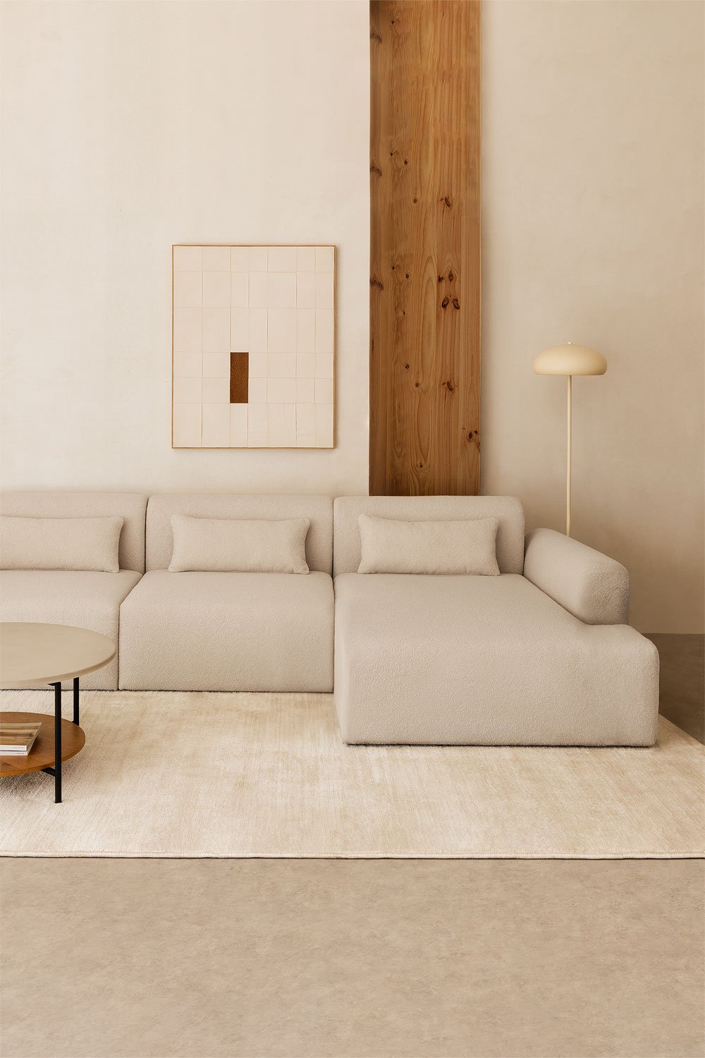 3-Piece Modular Chaise Longue Sofa with Left Corner in Borjan Borreguito, gallery image 1