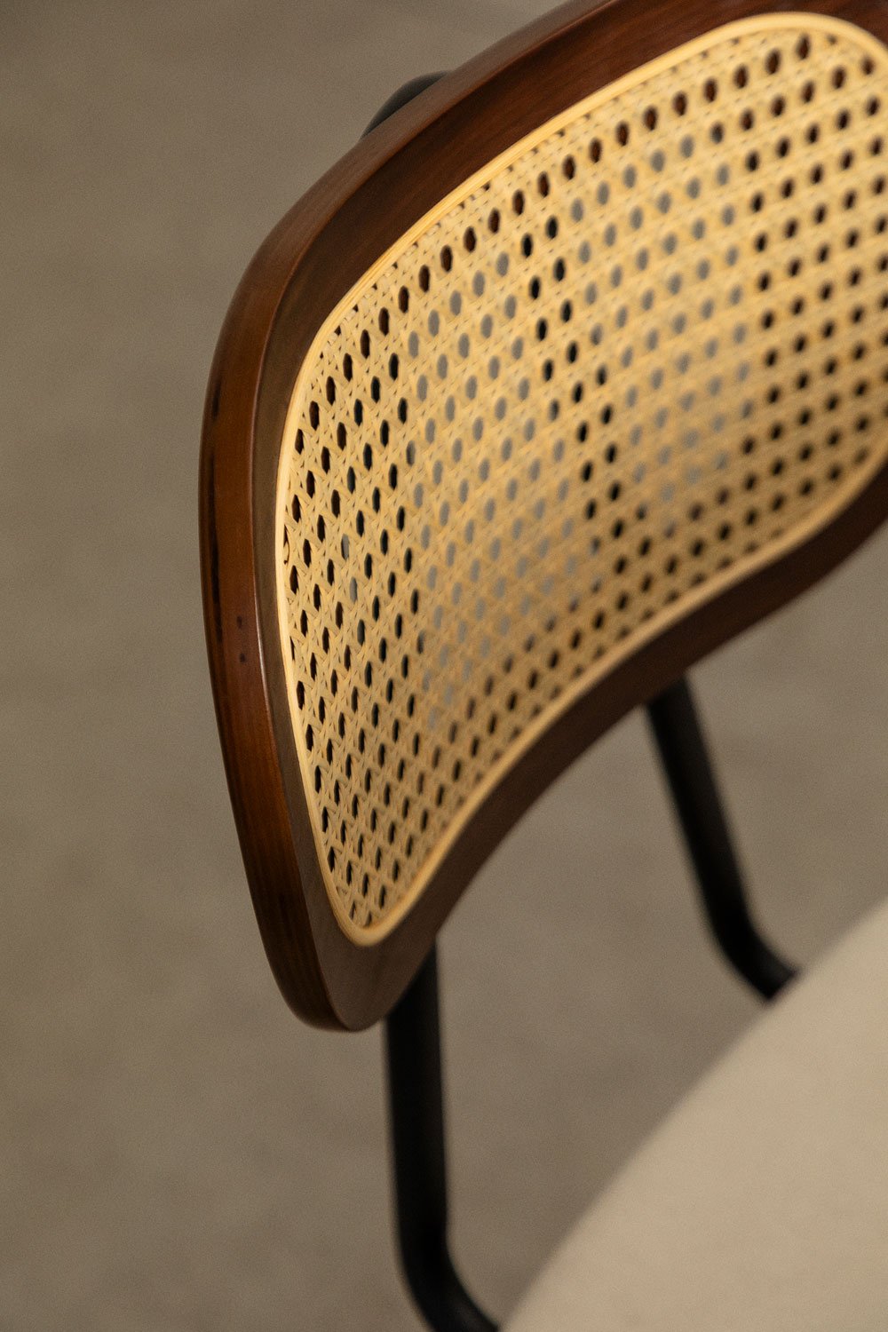 Dining Chair in Wood, Rattan and Shearling Kaylia     , gallery image 2