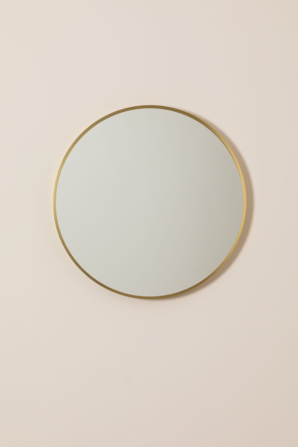 Siloh Gold Metal Bathroom Round Wall Mirror, gallery image 1