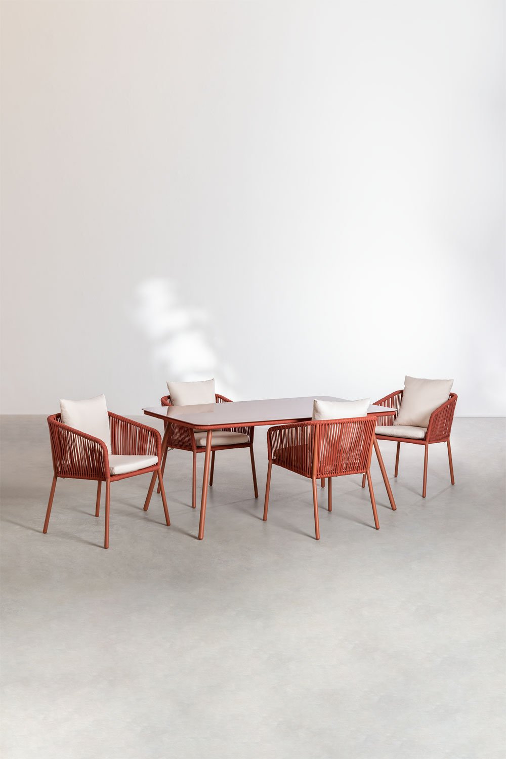 Arhiza Classic rectangular table set 160x90 cm and 4 aluminium garden chairs, gallery image 1
